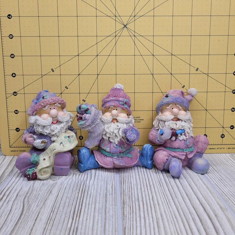 Home Interiors Sugar Plum Santa Figurines 2002 Christmas Decorations Resin 55063